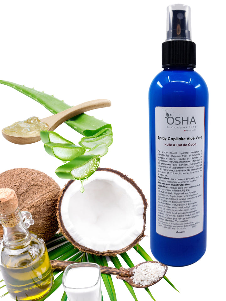Spray Capillaire Aloe Vera Huile & Lait de Coco - OSHA Biocosmetics
