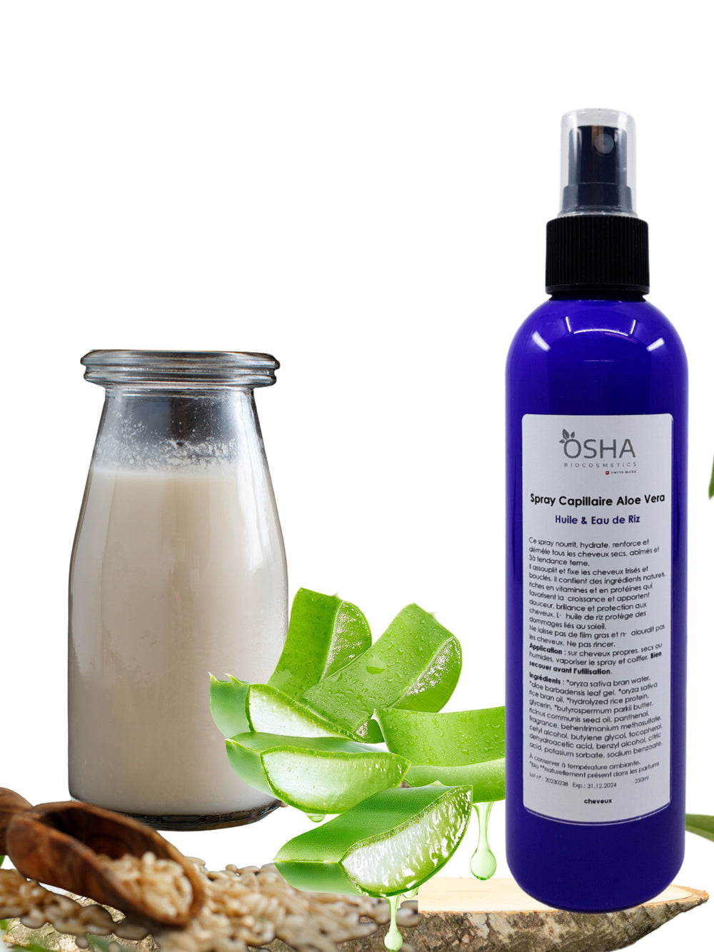 Spray Capillaire Aloe Vera Huile & Eau de Riz - OSHA Biocosmetics
